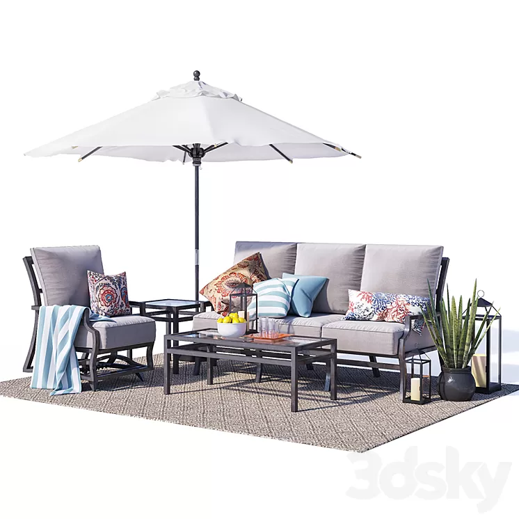 Canyon metal furniture set 3D Model
