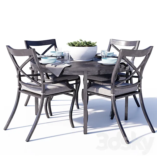 Canyon Metal Spring Dining Set 3D Model