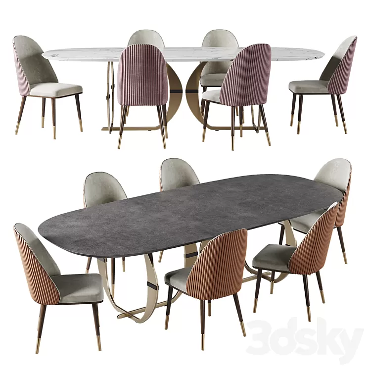 Capital Collection CONVIVIO Oval dining table and Chair 3D Model