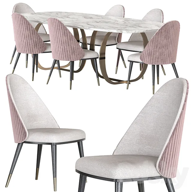 Capital Collection Convivio Table and Diva Chair Dining Set 3D Model