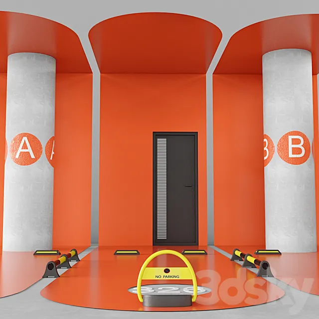 Car park accessories pack 3D Model