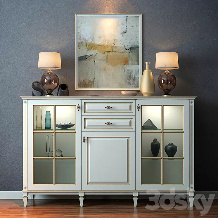 Cara Hardwood Console Big 3D Model