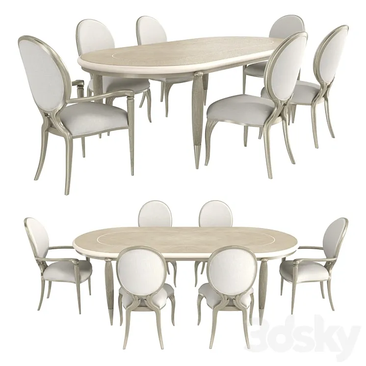 Caracole Lilian Dining table and chairs 3D Model Free