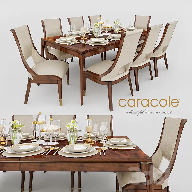 Caracole Open Invitation Dining Table & Caracole In Good Company Dining Chair 3D Model