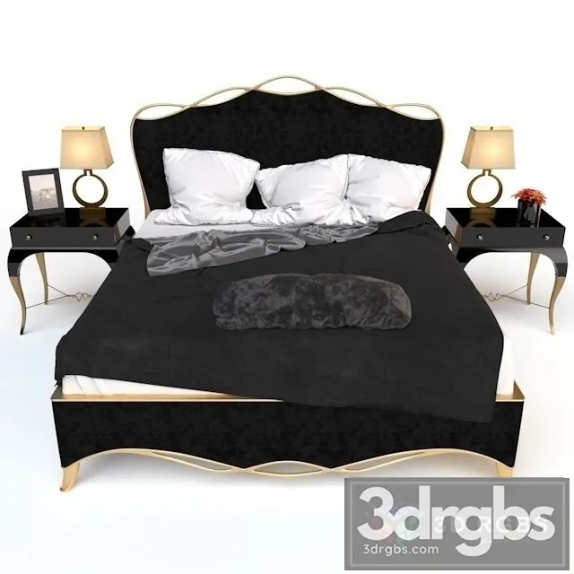 Caracole Ribbon Bed   Parisian Nightstand 3D Model Free