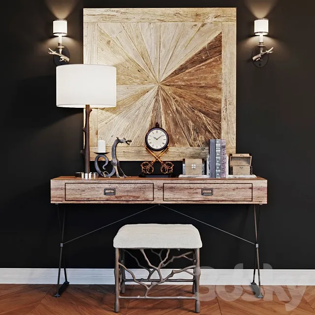 Caracole stool & LoftDesigne console with decor 3DModel