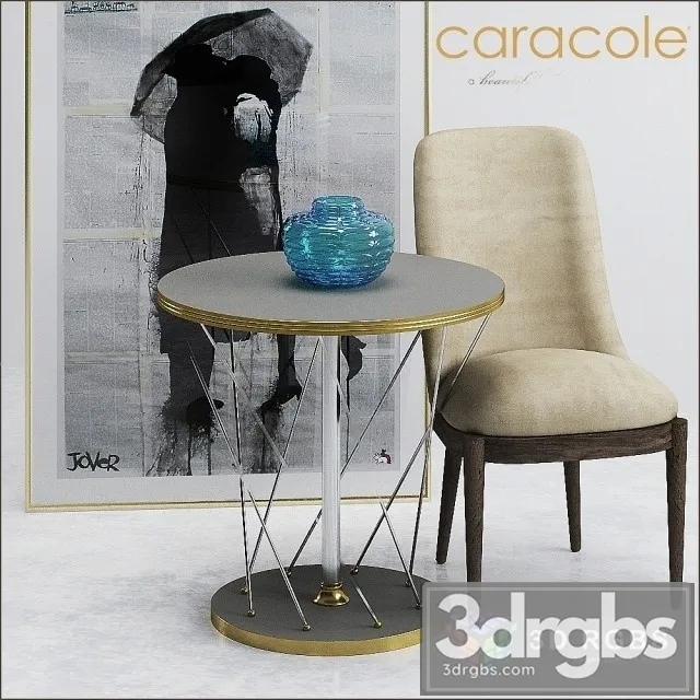 Caracole Table and Chair 01 3D Model Free