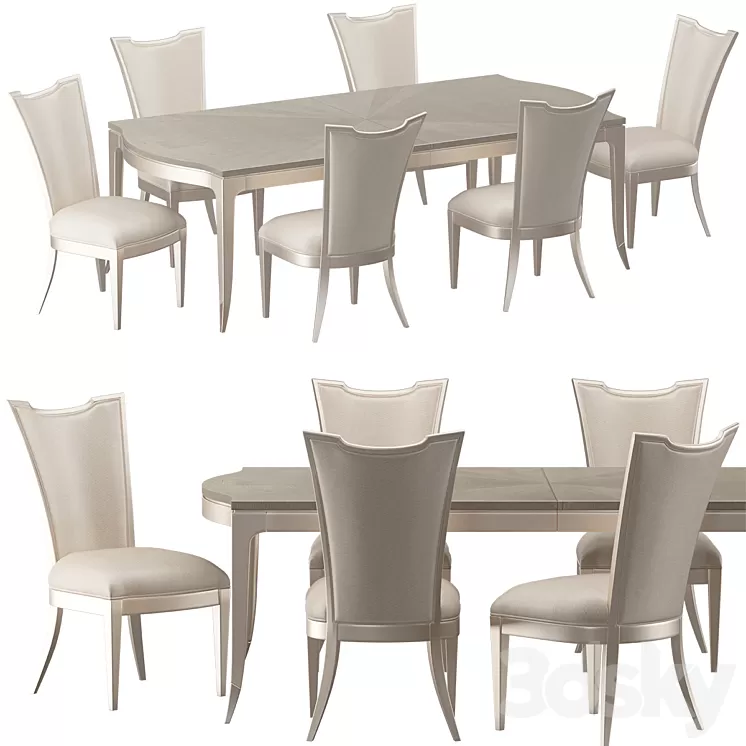 Caracole-Very Appealing-Silver Platter Table Set 3D Model