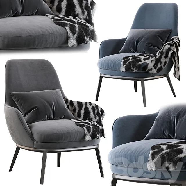 Caratos Maxalto Poltrona con Schienale Alto 3D Model