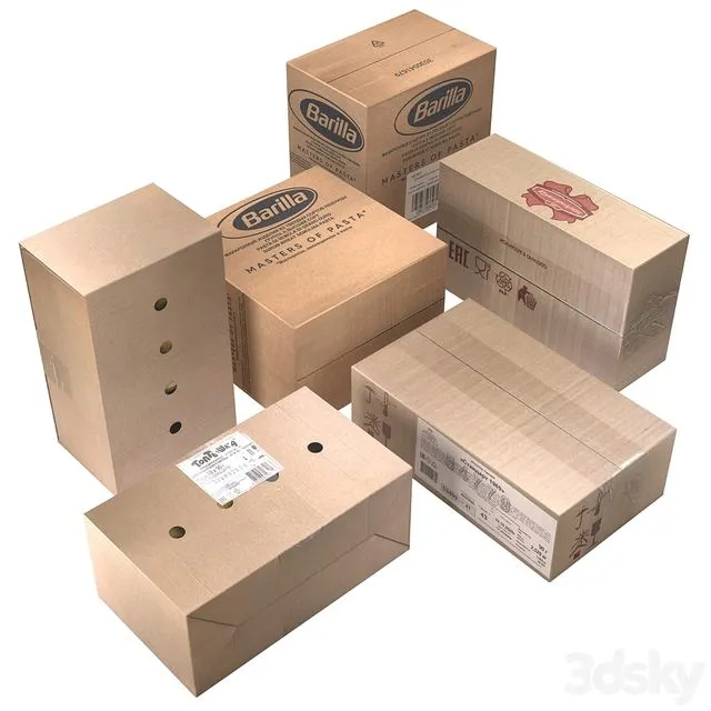 Cardboard boxes (low poly) 3D Model