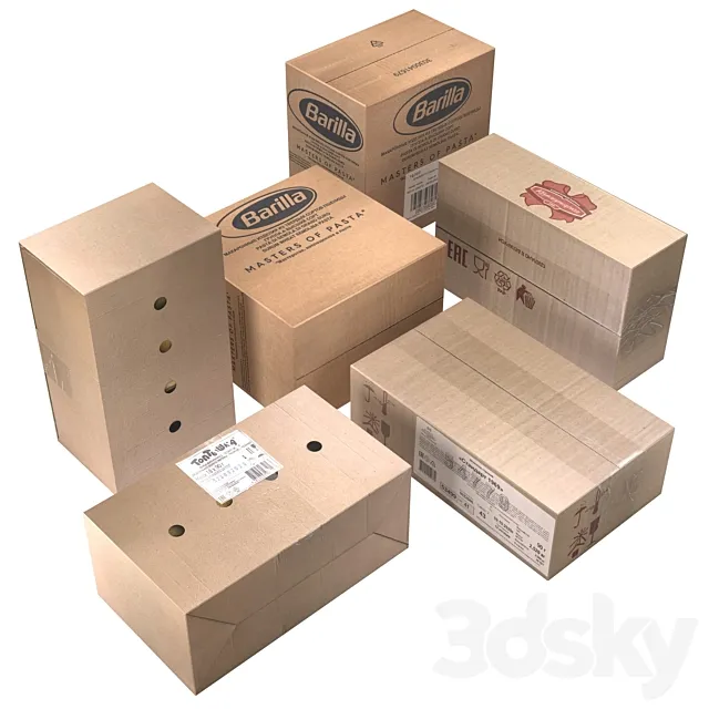 Cardboard boxes (low poly) Free Download