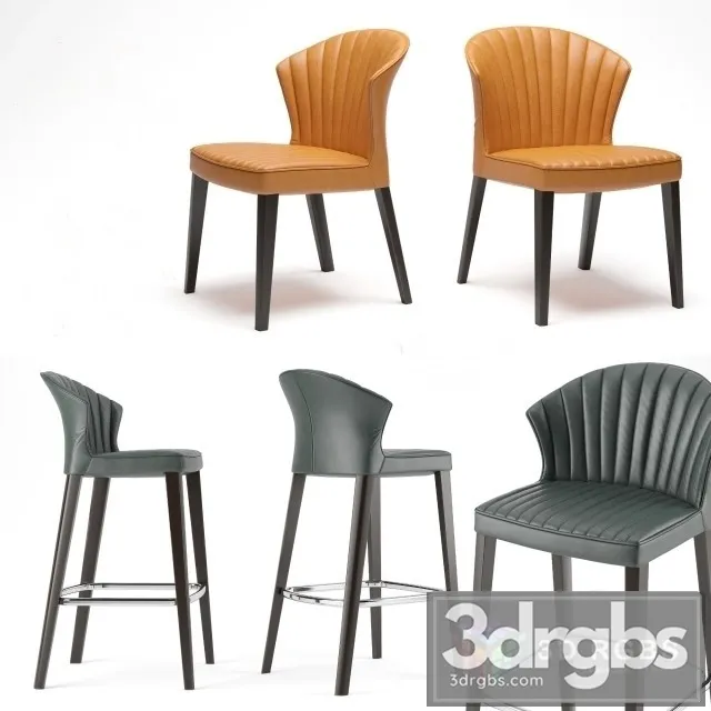 Cardita Leather Bar Stool Chair 3D Model Free