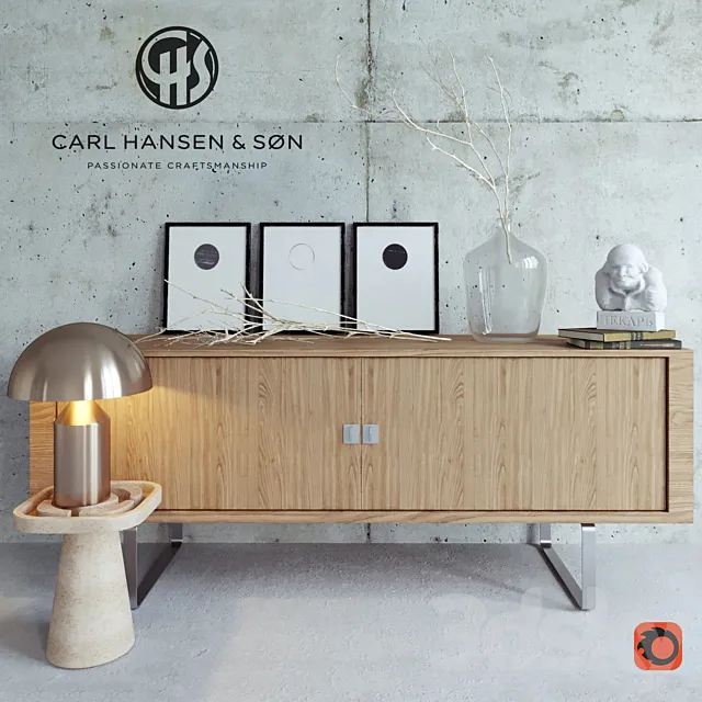 Carl Hansen Credenza decor set 3D Model