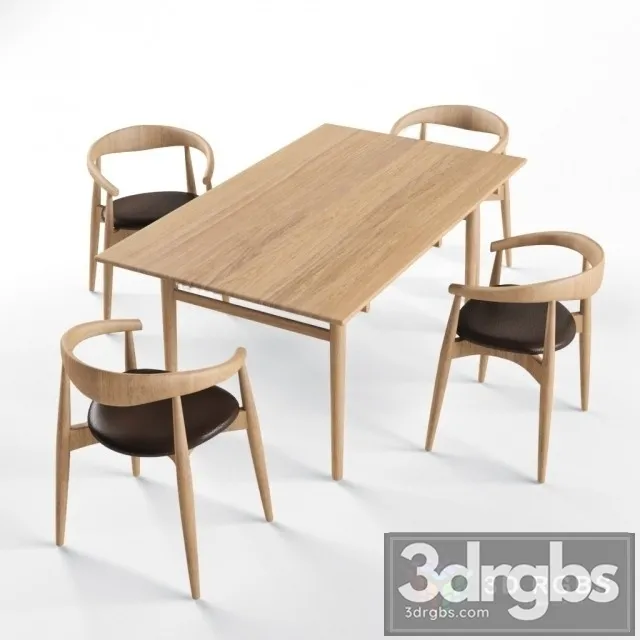 Carl Hansen Table and Chair 3D Model Free