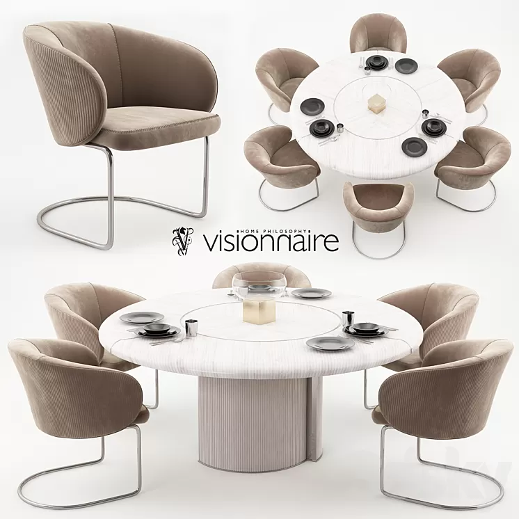Carmen chairs and Opera table - Visionnaire Home Philosophy 3D Model