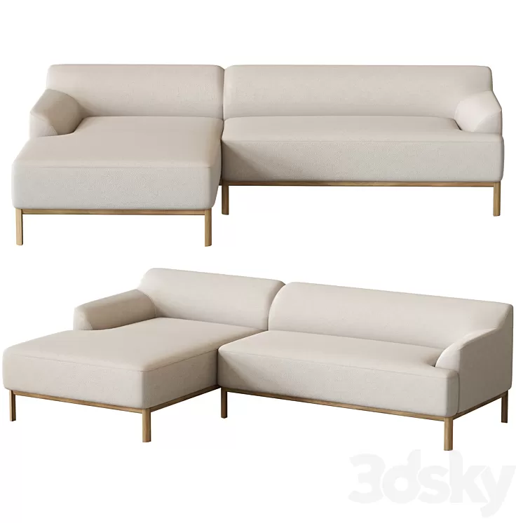 Caro Sofa 3 seater with chaise longue 3D Model Free