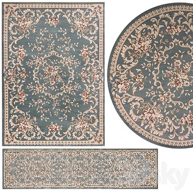 Carpet Avalon 5602 Slate Blue Aubusson Rug Set 3D Model