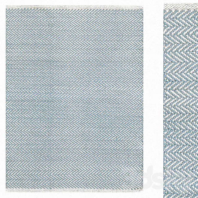Carpet Dash & Albert Herringbone Swedish Blue Woven Cotton Rug 3D Model