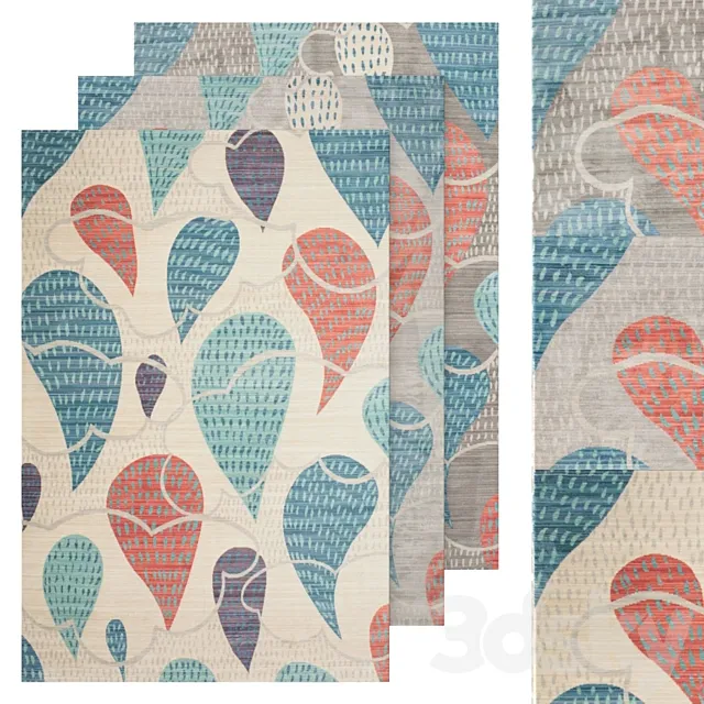 Carpet RugVista set Happy Rain 3D Model