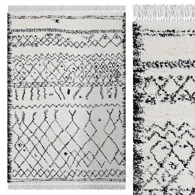 Carpet Think Rugs Boho 5402 Black _ White 3D Model