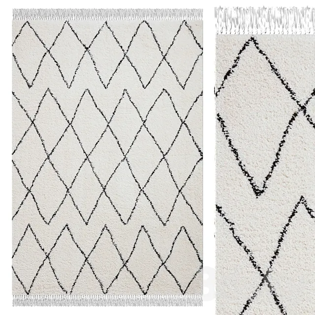 Carpet Think Rugs Boho 8280 White _ Black 3DModel