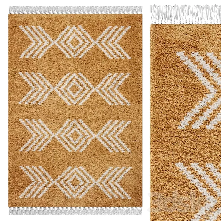 Carpet Think Rugs Boho 8886 Yellow 3D Model
