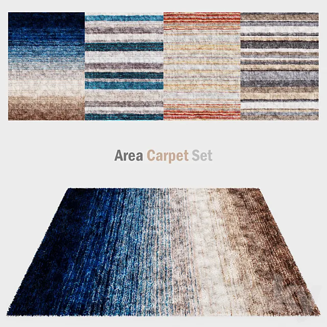 Carpets with long pile | Area carpet set 3D Model