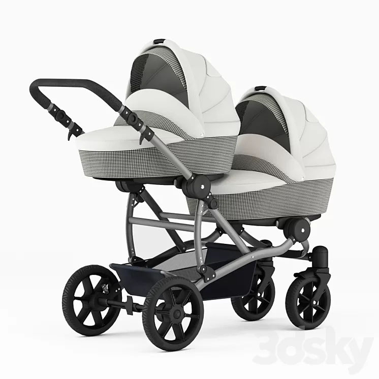Carriage for twins for newborns 3D Model
