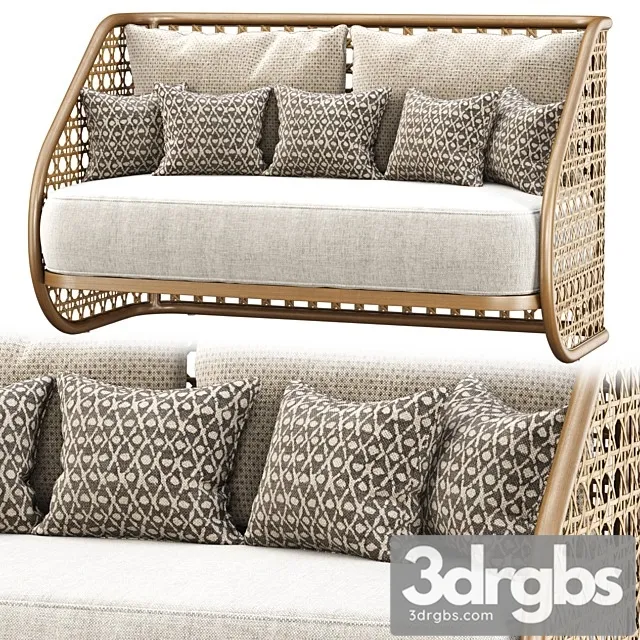 Carry Rattan Loveseat SA11 Double Rattan Sofa 3D Model Free