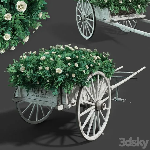 Cart with flowers 3D Model
