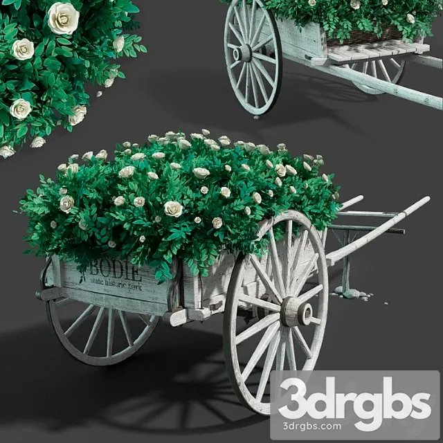 Cart with Flowers 3D Model Free