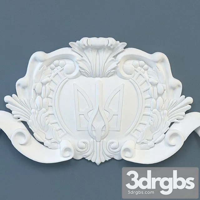 Cartouche with coat of arms of Ukraine 3D Model Free