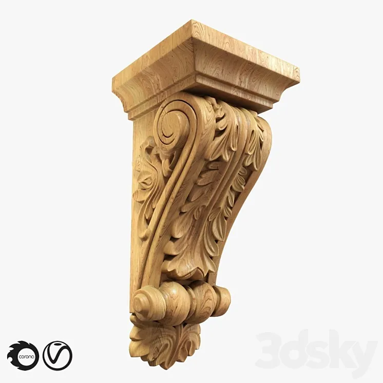 Carved bracket-10 3D Model Free