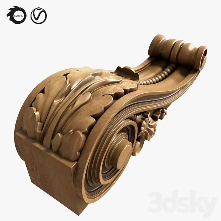 Carved bracket-2 3D Model Free
