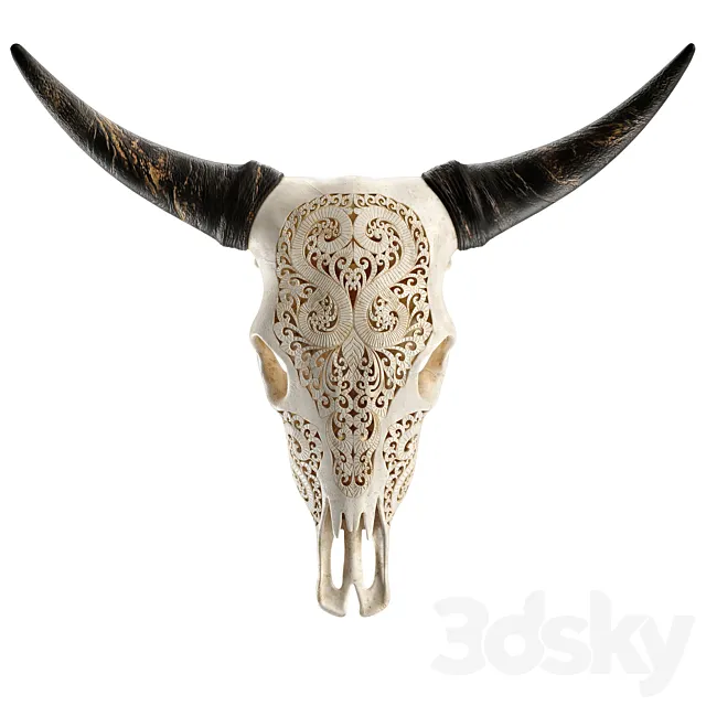 Carved cow skull 3D Model