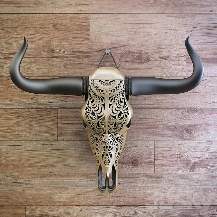 Carved cow skull 3D Model