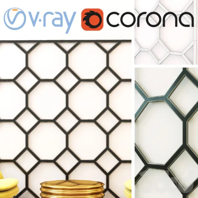 Carved metal grille ornament 3D Model