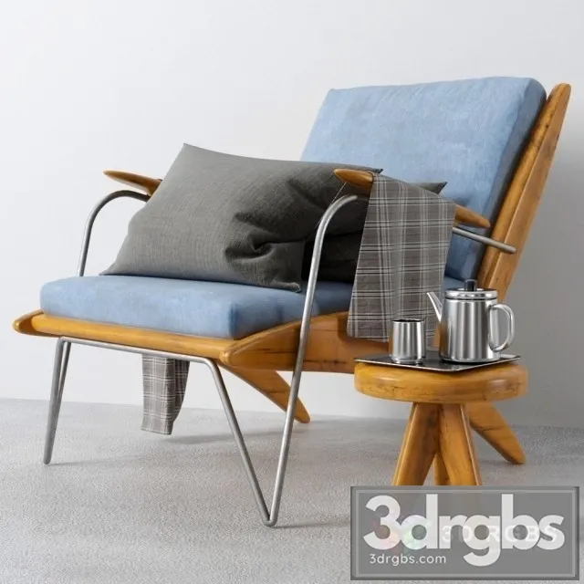 Carved Walnut Lounge Armchair 3D Model Free