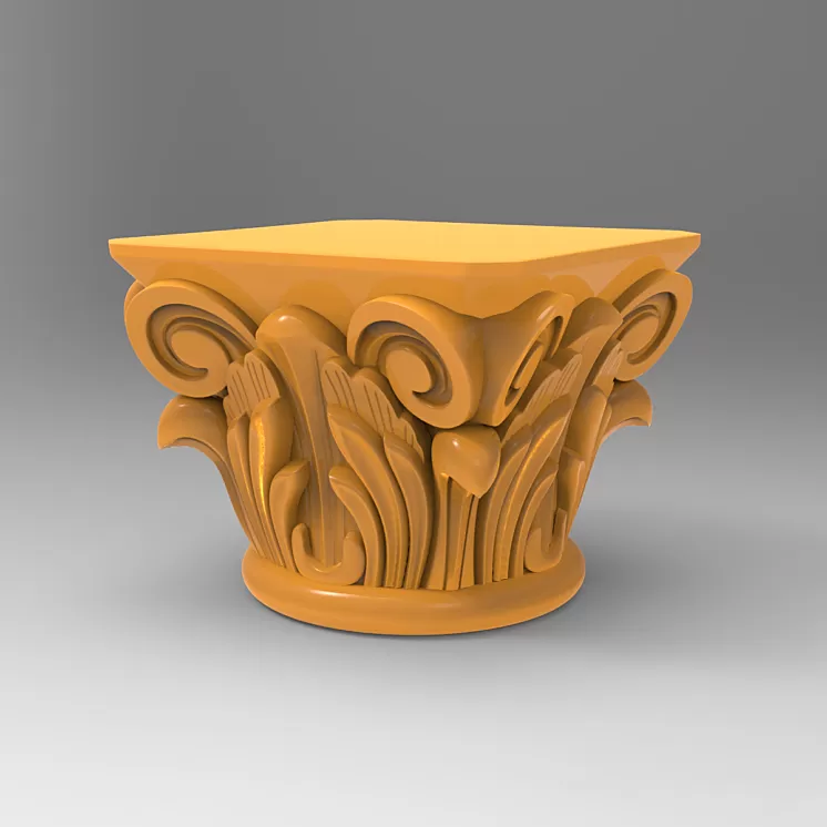 carved wooden column 3D Model