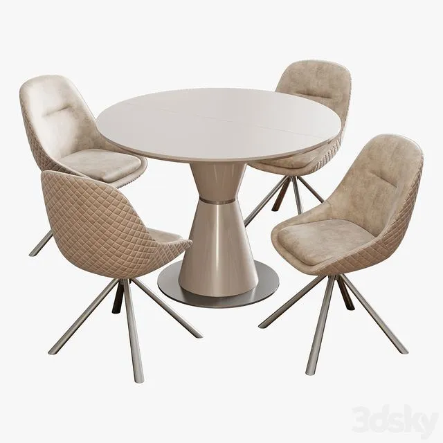 Carveli veluto chair Vetro mebel TML table 3D Model