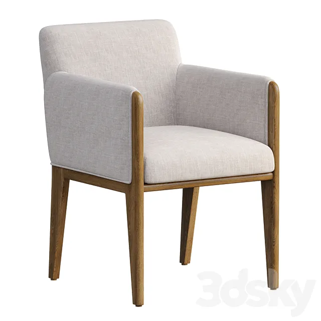 Casa Viva Ivory White Upholstered Dining Armchair 3D Model