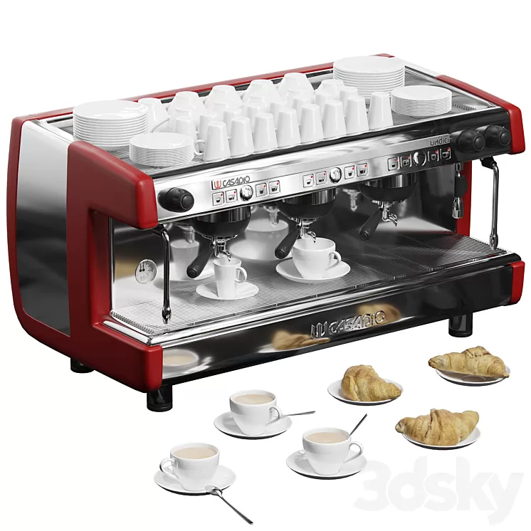 Casadio Undici A3 coffee machine with croissants 3D Model