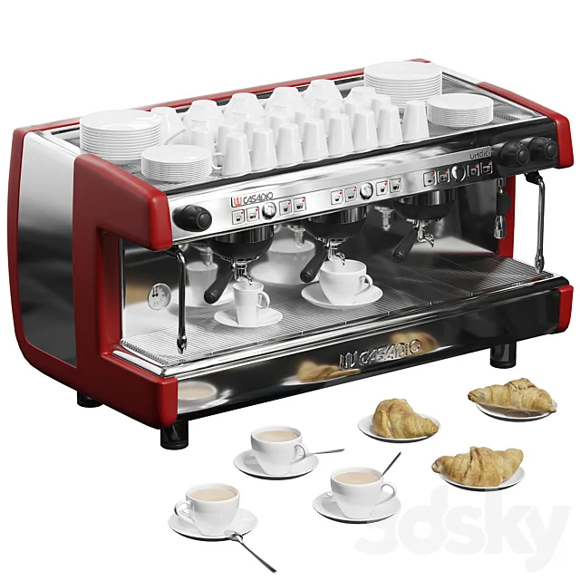 Casadio Undici A3 coffee machine with croissants 3DModel