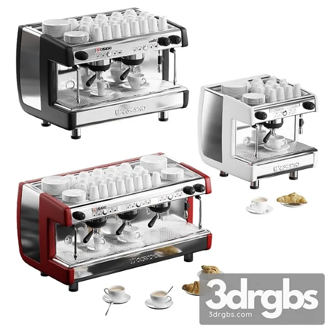 Casadio undici coffee machines with croissants. 3 models 2 3D Model Free