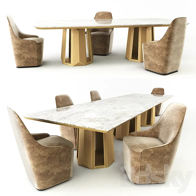 Casamilano KANDINSKY table and chairs CHARLOTTE 3D Model