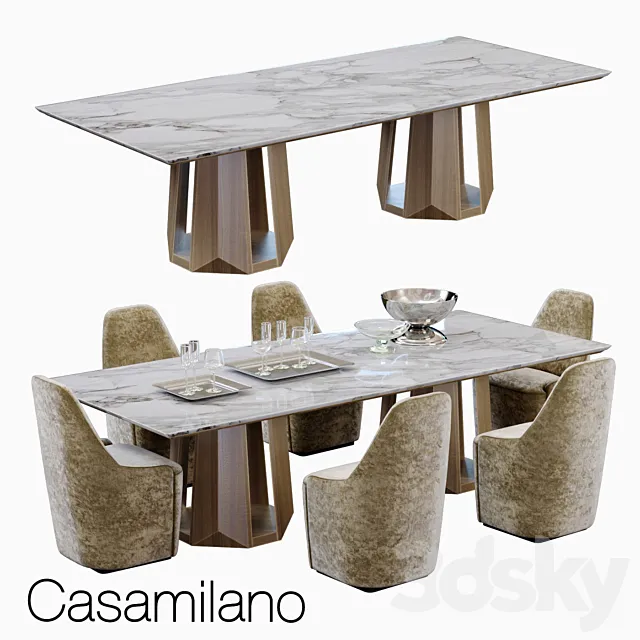 casamilano kandinsky table with charlotte chair 3D Model