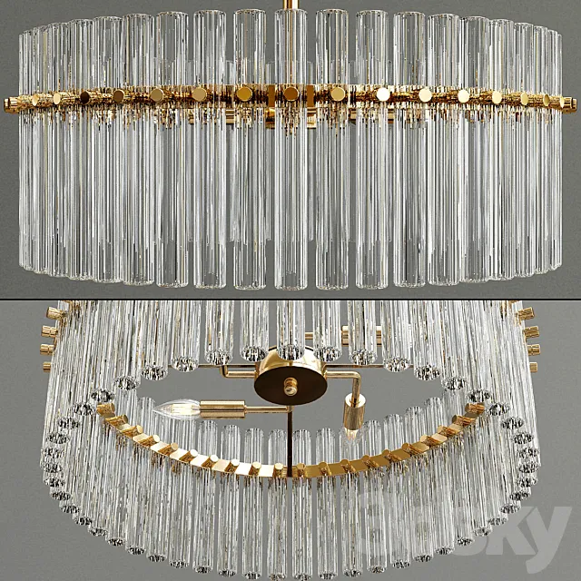 Casandra 4-light Brushed Brass Pendant Crystal Chandelier 3DModel