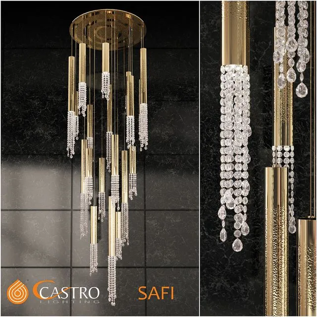 Cascade chandelier Castro lighting SAFI 3D Model