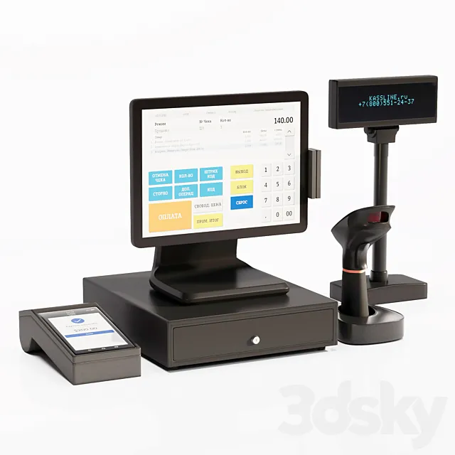 Cash desk payment terminal acquiring terminal 3D Model