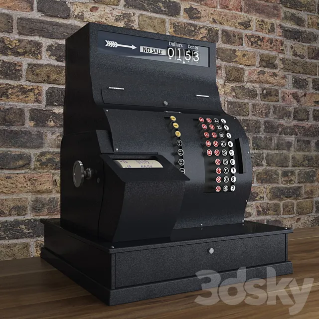 Cash register _ Antique National Cash Register Size 3D Model